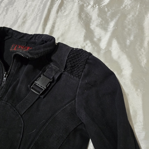 Vintage Tripp NYC Black 100% Cotton Denim Goth Punk Biker Jacket - Picture 6 of 15